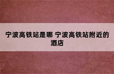 宁波高铁站是哪 宁波高铁站附近的酒店